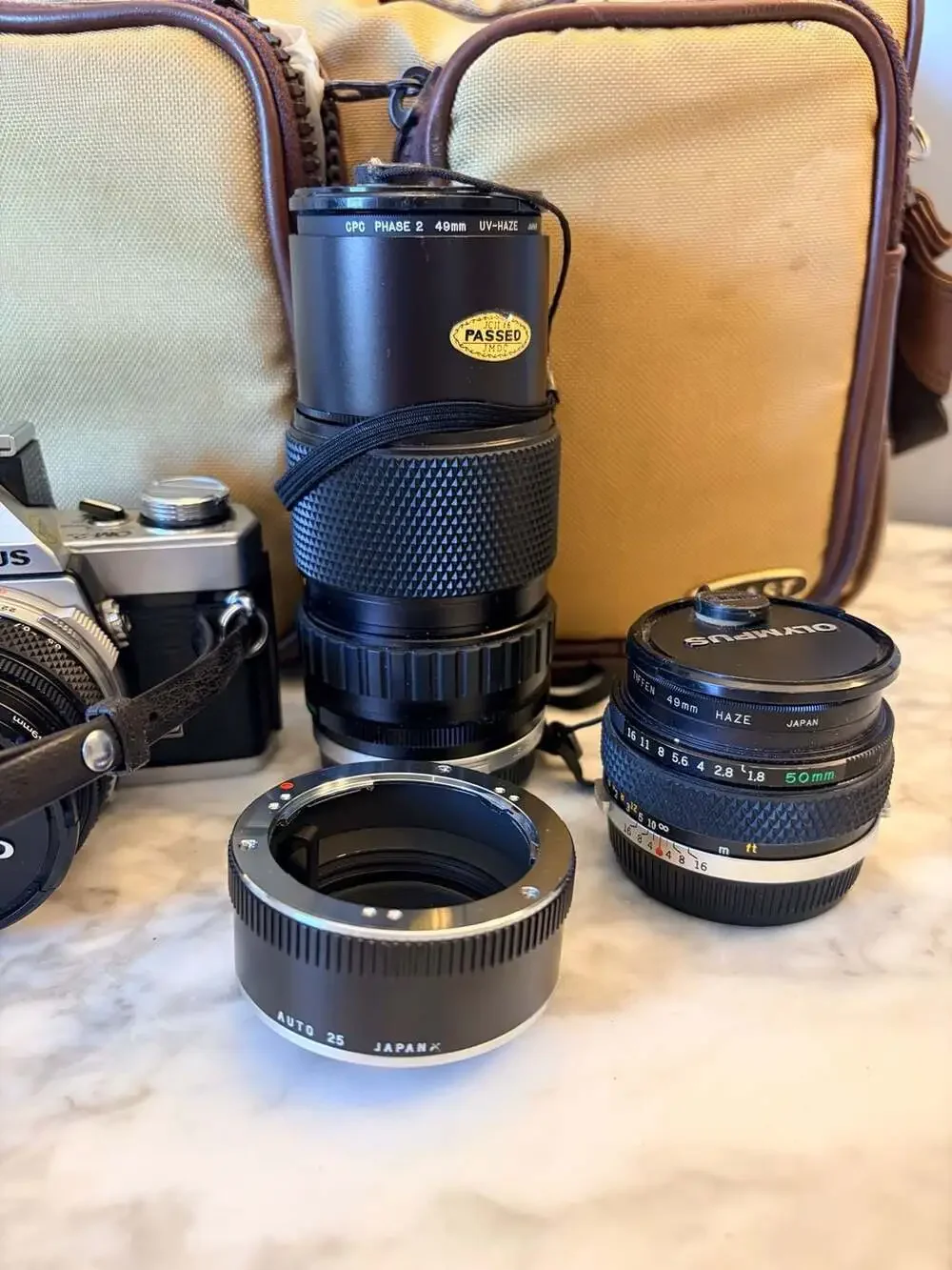 Olympus OM-2N 35mm SLR Film Camera Bundle